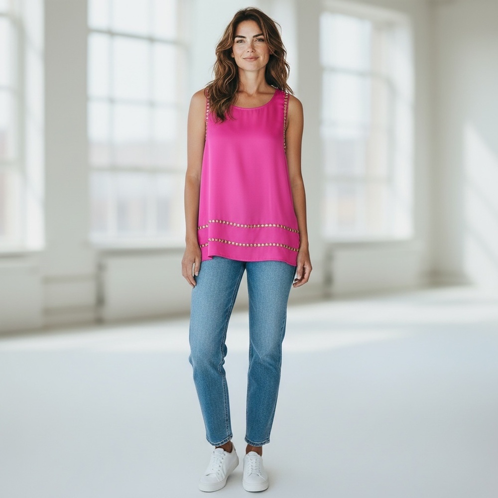 NWT Pink Studded Sleeveless Top